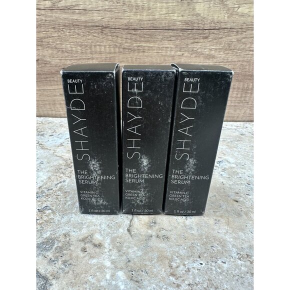 Lot Of 3 Shayde Beauty The Brightening Serum Vitamin C Green Tea Kojic Acid 1oz